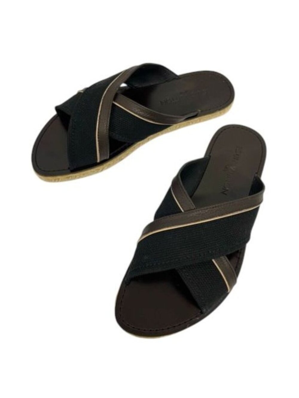 Louis Vuitton Cross Strap Sandals Logo Embroidery Brown Black 7